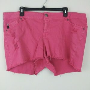 Torrid Pink Distress Denim Shorts